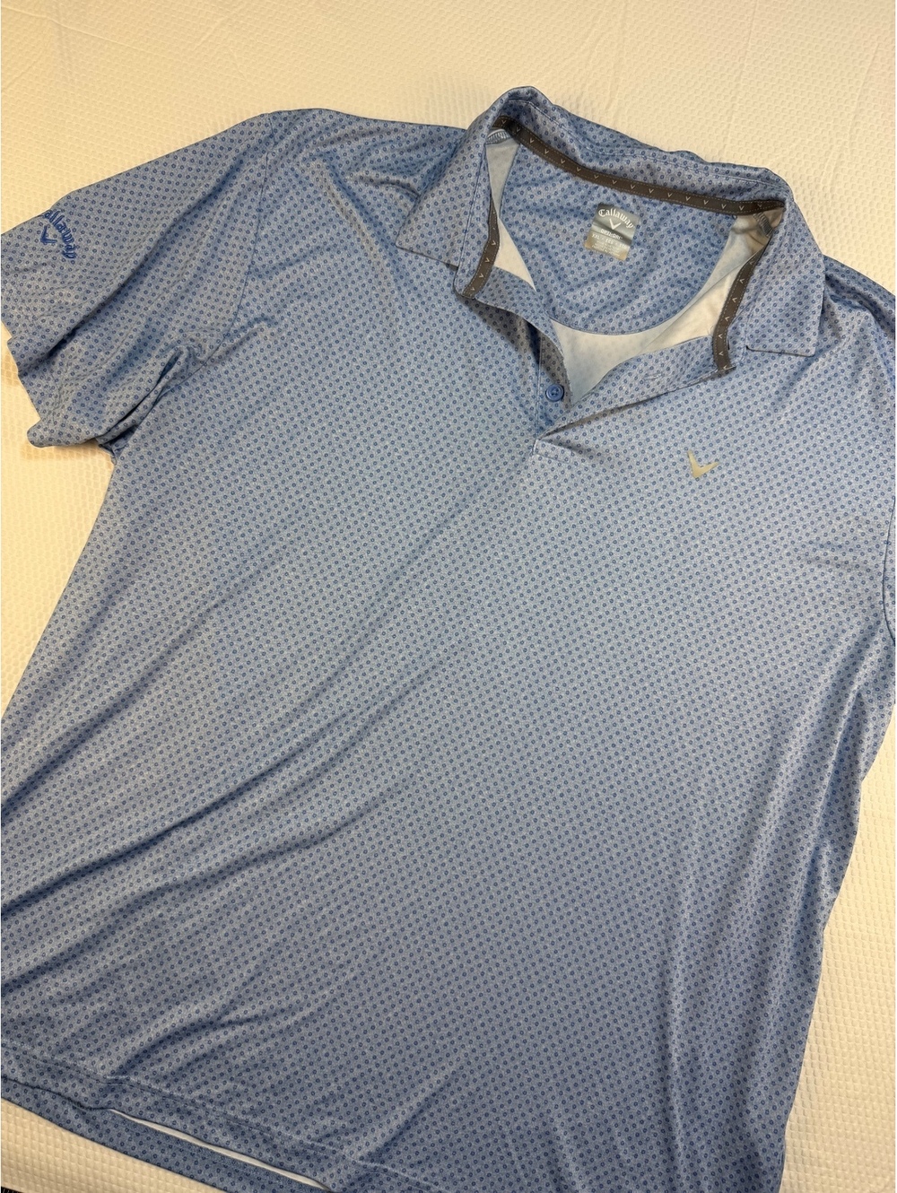 Callaway Opti-Dri Golf Polo Men's XXL Blue Geometric Print Embroidered Logo